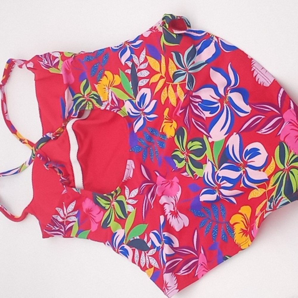 Sold! Caribbean Joe Tropical Print One Piece Swimsuit Red‎ 14 NWOT - Picture 6 of 13